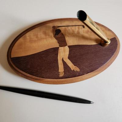 Inlaid Wood Golf Desk Pen