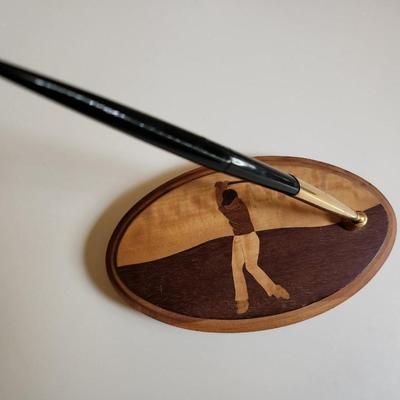 Inlaid Wood Golf Desk Pen