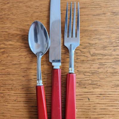 Vintage Red-Handled Tableware