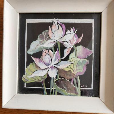 Pair of Hand-Painted Flower Pictures