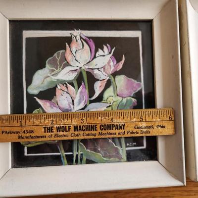 Pair of Hand-Painted Flower Pictures