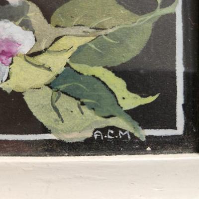 Pair of Hand-Painted Flower Pictures
