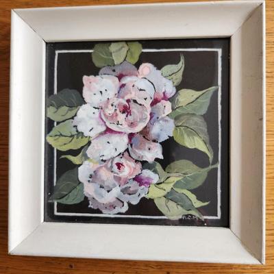 Pair of Hand-Painted Flower Pictures