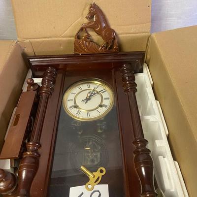 Wood Horse Wall Clock With Pendulum