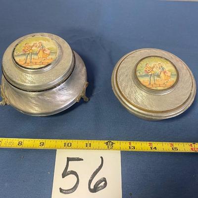 Vintage Trinket and Puff Powder Box