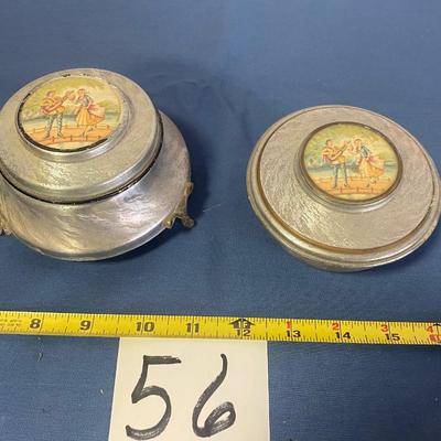 Vintage Trinket and Puff Powder Box