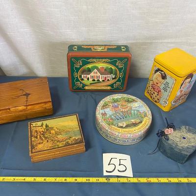 Vintage Tins and Wooden Boxes