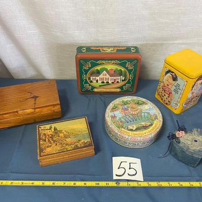 Vintage Tins and Wooden Boxes