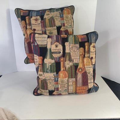 Lot 253 pair of Wine-themed pillows