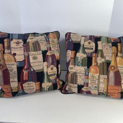 Lot 253 pair of Wine-themed pillows