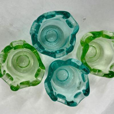 Art Glass Votive Candle Holders - set of 4