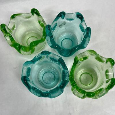 Art Glass Votive Candle Holders - set of 4