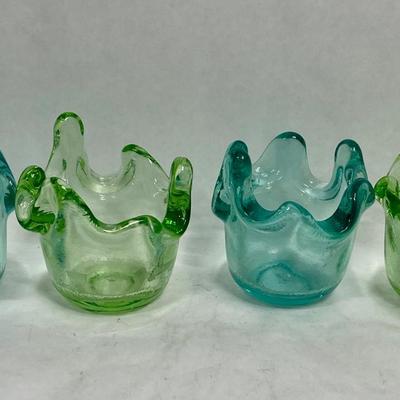 Art Glass Votive Candle Holders - set of 4