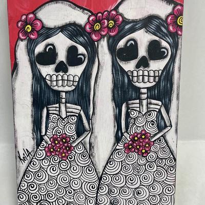 Painted Wood Art: Dia de Los Muertos
