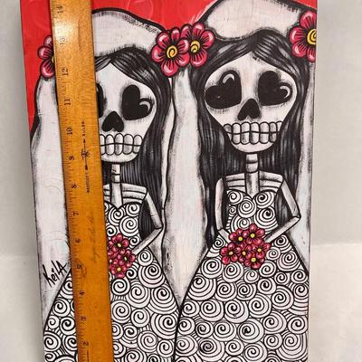 Painted Wood Art: Dia de Los Muertos