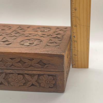 Hand Carved Wood Box from India