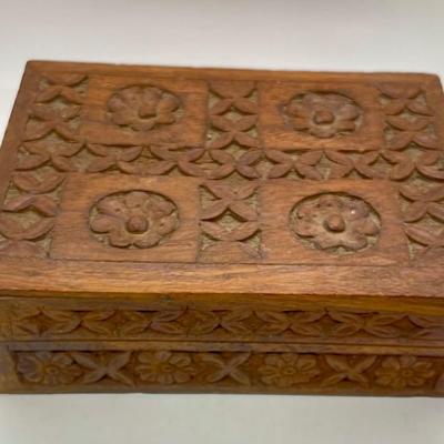 Hand Carved Wood Box from India