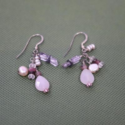 Handmade Pink and Purple Earings