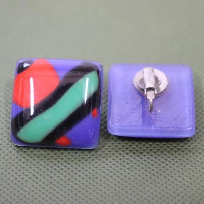 80's styled square earrings multi-colored