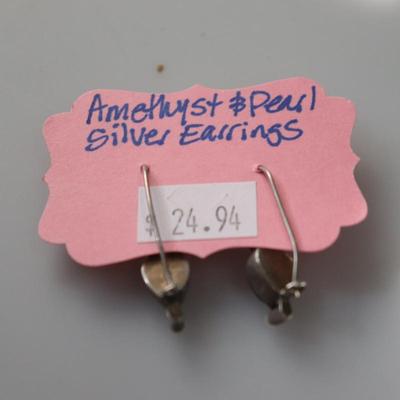 Amethyst & Pearl Silver earrings