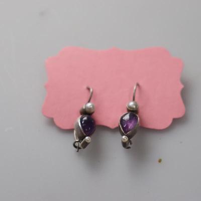 Amethyst & Pearl Silver earrings