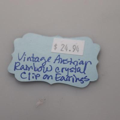Vintage anstiar rainbow crystal clip earrings