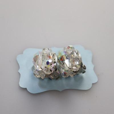Vintage anstiar rainbow crystal clip earrings