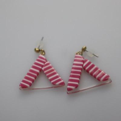 Vintage earrings - Striped dangle drop earring- 90s Jewelry