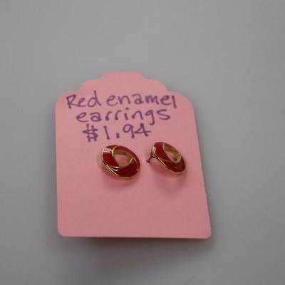 Red enamel earrings