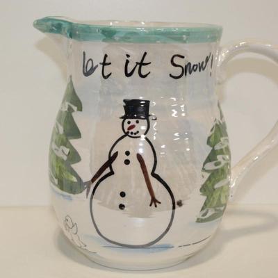 SNOWMAN - "LET IT SNOW" CERAMIC WATER PITCHER IN BOX