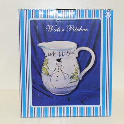 SNOWMAN - "LET IT SNOW" CERAMIC WATER PITCHER IN BOX