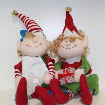 Pair of CHRISTMAS EXCLUSIVE BOY ELF PLUSH DOLLS