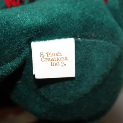 Lot of 3 Green Reindeer and bear Plush Vintage 8" Stuffed Animal Deer Christmas Plush Creations