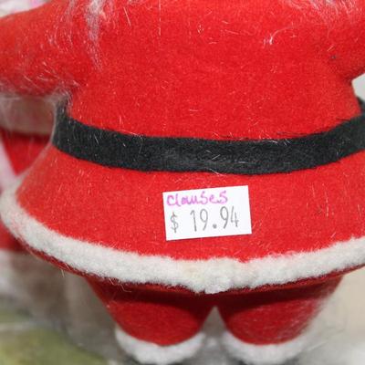 Vintage Christmas Santa & Mrs. Claus Figures on Base Flocked 7 Inch
