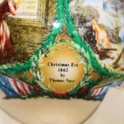 Thomas Nast Silk Vintage Pyramid Ornament, Christmas Eve 1862 Holiday Round Ball