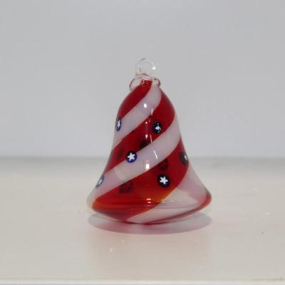 Hand Blown Red and white Striped bell