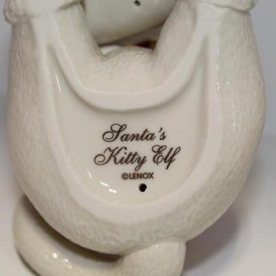 Lenox Santa's Kitty Elf Porcelain Figurine White Christmas Cat Blue Eyes
