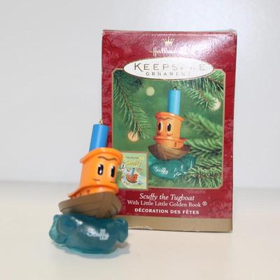 2000 Hallmark Ornament Scuffy The Tugboat With Little Little Golden Book