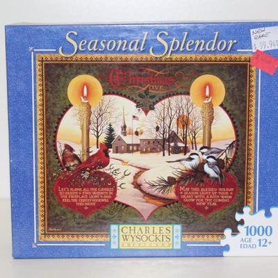 Charles Wysocki Country Church Christmas 1000 Puzzle Complete Seasonal Splendor