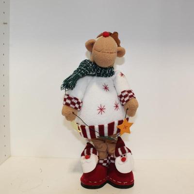 Plush Moose with Christmas Outfit Stuffed Animal Holiday Seasonal Decor Santa