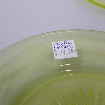 Vintage Uranium Depression Glass Etched Dessert Plate (LOT OF 12)