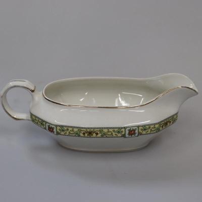 Vintage Gravy boat with gold trim, hand painted porclean