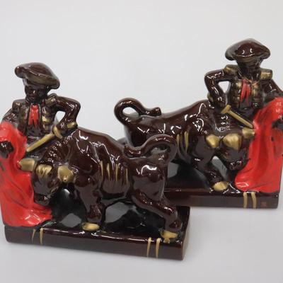 Vintage Matador & Bull Book Ends 1950s Japan mancave library