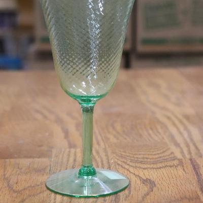 Green Tiffin Glass with gold trim set of 3