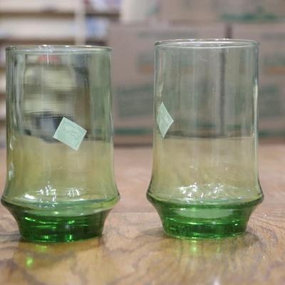 Pair of green colored glass
