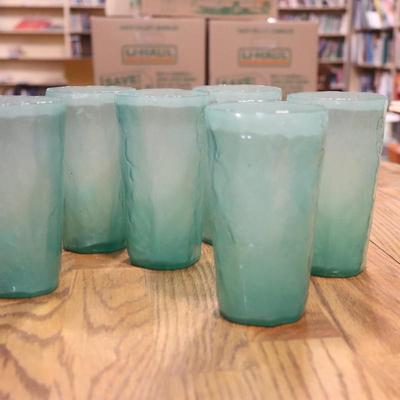 Seaweed colored crinkled glasses set of 6