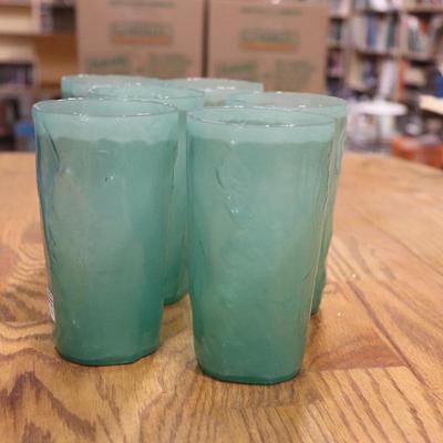 Seaweed colored crinkled glasses set of 6