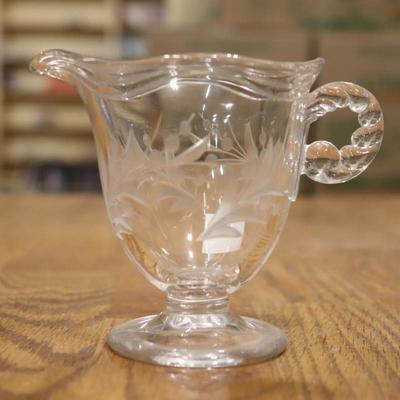 Fostoria Glass Cynthia Etched Coronet Creamer & Sugar Set