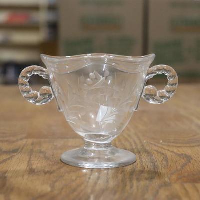Fostoria Glass Cynthia Etched Coronet Creamer & Sugar Set
