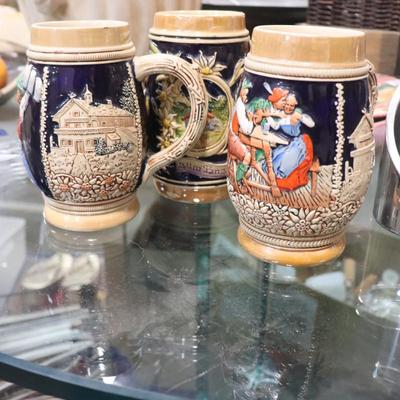 Vintage Mid Century German Beer Stein Tankard set of 3
